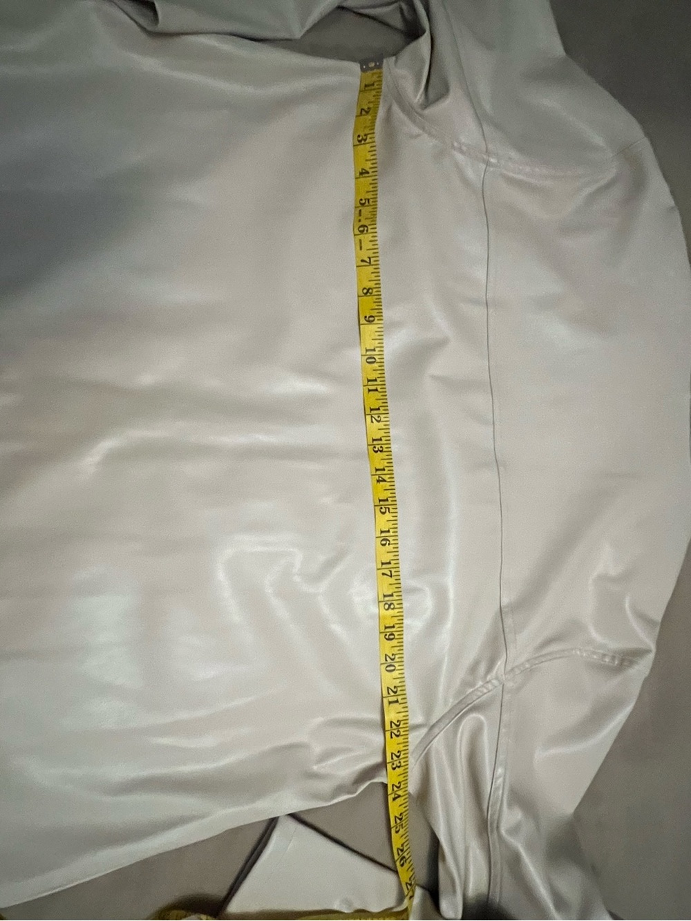 Cream Faux Leather Button Front Shirt Jacket - Picture 5 of 10